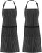 Syntus 2 Pack Adjustable Bib Apron - Waterdrop Resistant Kitchen Aprons with 2 Pockets for Men and Women Chef