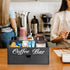 Coffee Bar Organizer Countertop, Wooden Accessories with Drawer, Coffee Station Organizer for Coffee Pods Holder