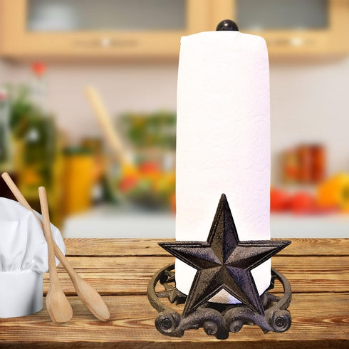 Country Countertop Countertop BestGiftEver Metal Star Rustic Paper Towel Holder - Freestanding Kitchen Decor