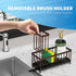 Cisily Kitchen Sink Sponge Holder, Rustproof 304 Stainless Steel Organizer with High Brush Holder (Brown)