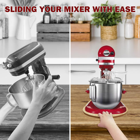 Kitchen Appliance Slider Mat for Kitchen Aid 5-8Qt Bowl Lift Stand Mixers, Bamboo Slide Board for Countertop