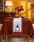 Valentine's Day Table Runner 70 Inches Long, Gnomes and Love Hearts on Wood Grain with Red Lattice Border