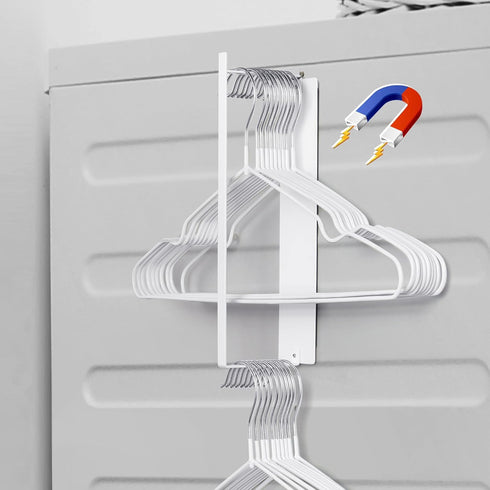 Magnetic Hanger Organizer Stacker, Clothes Hanger Storage Rack for Closet Laundry Room Washing Machine, White