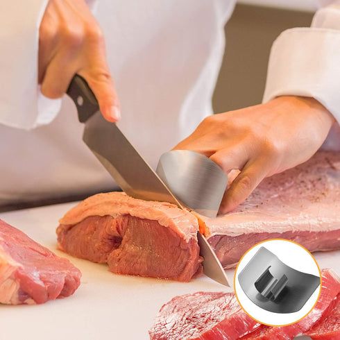 1PCS Stainless Steel Onion Holder Slicer, 2PCS Finger Guard for Vegetables, Tomato, Lemon, Meat
