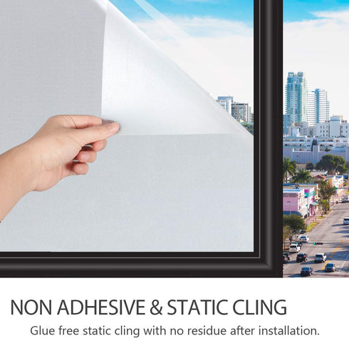 HIDBEA Privacy Window Film Frosted with UV Protection, Static Cling Reusable Glass Stickers, 35.4" x 8.2'