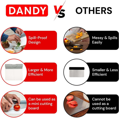 DANDY ScooperDuper - Multi-Purpose Folding Food Mover, Dough Scraper Tool for Cutting Board and Chef’s Knife