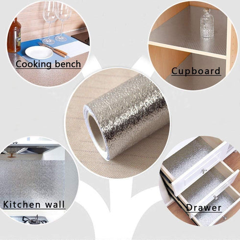 Kitchen Backsplash Sticker, Aluminum Foil Orange Peel Texture Wallpaper, Waterproof Removable DIY