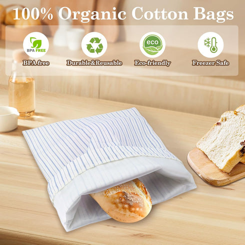 QUYANGCHIFENG Reusable Bread Bags for Homemade Bread with TPU Lining & Proofing Bowl Cover, Organic Cotton Sourdough