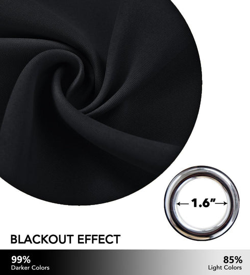 NICETOWN Halloween Black Out Curtain Panel Shade, Solid Energy Efficient Eyelet Top Window Blind, 42x63 inches, Black