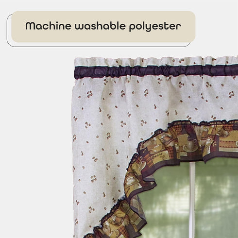 Achim Home Furnishings CFTS36BW12 Coffee Tier and Swag Window Treatment Set, 57" x 36", Brown