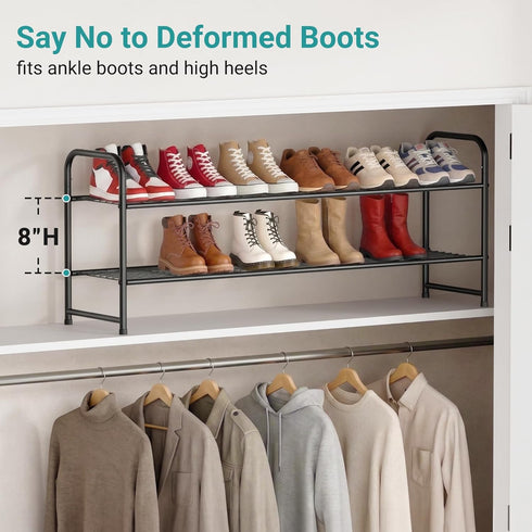 2 Closet 18-Pairs AOODA Long Tier Shoe Rack for Metal Wide Stackable Shoe Storage Organizer for Entryway, Bedroom