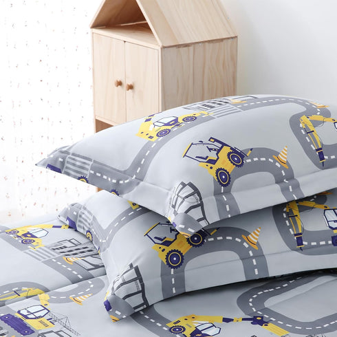 Set, Set Sets Yibeizi Twin Bed Comforter Kids Lightweight All-Season Comforter Cute Truck Pattern Microfiber Breathable