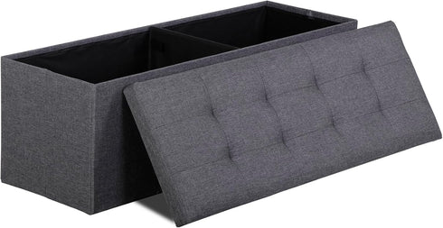 43 Inches 15" 43" 15" LEMY Folding Ottoman Storage Bench, Foot Rest Stool with Wooden Divider&Large Storage Space
