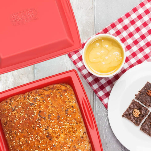 SILIVO 8 Inch Square Cake Pans, 2 Pack, Nonstick Silicone Baking Molds for Brownie, Cornbread, Cake