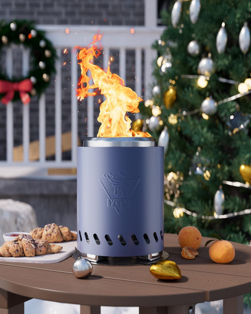 YEFU Tabletop Fire Pit, 9.7 x 7.1 in, Low Smoke Camping Stove for Outdoor & Patio, Safe Burning with Travel Bag & Mini