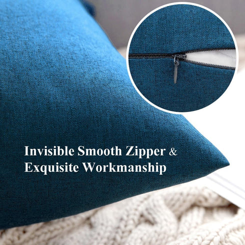 MIULEE Pack of 2 Decorative Outdoor Solid Waterproof Throw Pillow Covers, Faux Linen Cushion Cases for Summer Patio