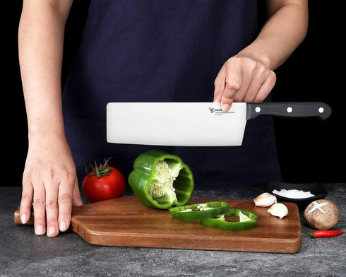 7.5-Inch Nakiri Knife, Razor Sharp High Carbon Stainless Steel Meat Cleaver, Vegetable Chopper