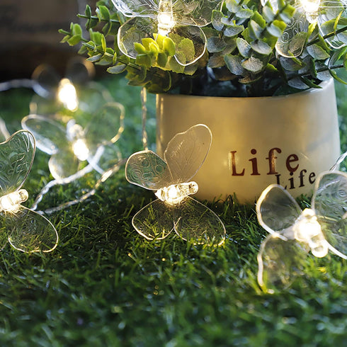 Dragonfly String Lights, 10 Feet 20 LED Retro Style Copper Wire Fairy Lights for Garden Wedding Party Holiday Decoration