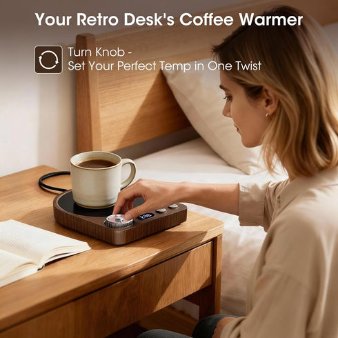 36W 9 Settings 0.5-9H MQFORU Retro Coffee Mug Warmer, Fast Heating with Temp & Timer, Auto Shut-Off & Memory Function