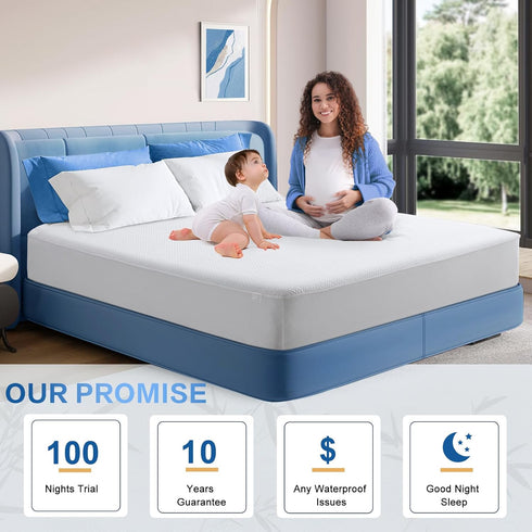 TASTELIFE 100% Waterproof Queen Mattress Protector, Cooling Deep Pocket Cover, Ultra-Soft 3D Air Fabric