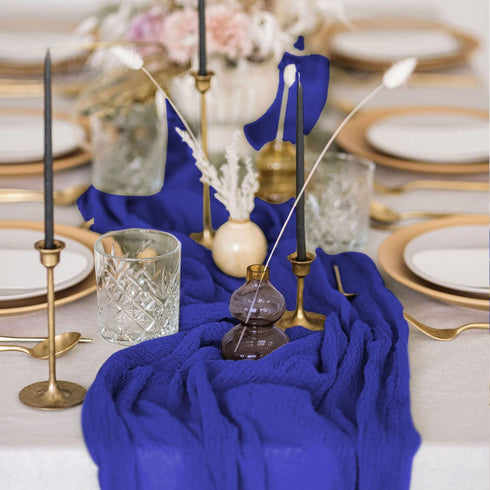 6 Pack 10FT FANPROMS Blue Gauze Table Runner Boho Cheesecloth Table Runners for Bridal Shower Royal Blue Table Runner