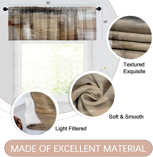 Emvency 2 Pack Valances Window Treatments, Brown Abstract Modern Art Blackout Drapes Adjustable Curtain Valances for Windows Living Room Kitchen Over Sink, 18x52 Inch Rod Pocket Valances by Emvency