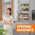 Magnetic Spice Rack for Refrigerator, 4 Pack Fridge Shelf with Hooks, Kitchen Organization and Storage Gadgets