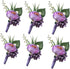 6 Pieces Groom Boutonniere - Light Purple Wedding Flowers Party Decoration