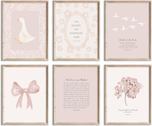Lhoiplme Nursery Christian Wall Art Bible Verse Prints Pink Girl Nursery Room Canvas