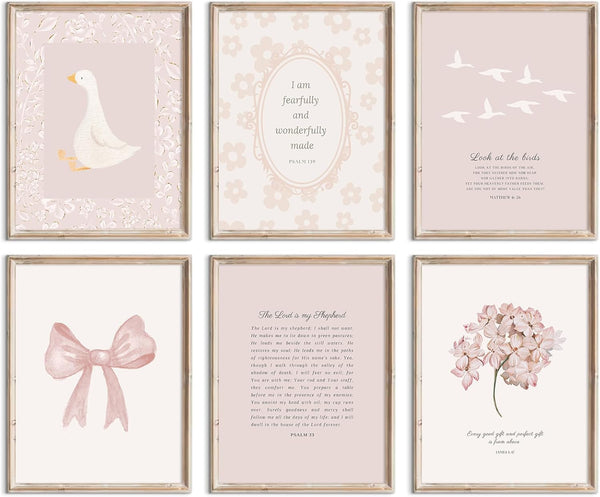 Lhoiplme Nursery Christian Wall Art Bible Verse Prints Pink Girl Nursery Room Canvas