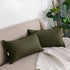 Jeanerlor Cotton Linen Square Decorative Throw Pillow Case, 12"x20" (30 x 50cm), Olive Green, for Wedding Party Gift
