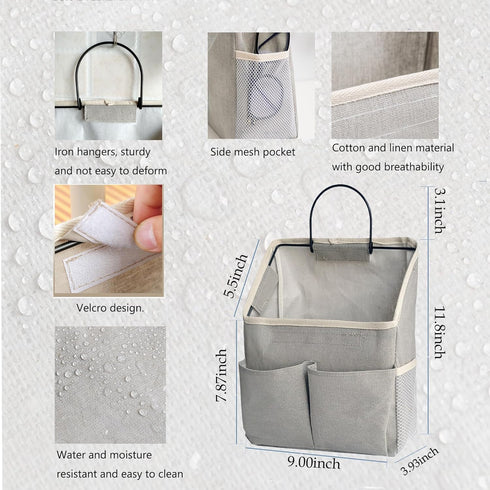 Wall Hanging Organizer Storage Bag with Pockets for Dormitory, Bathroom, Bedroom, Kitchen (Grey1)