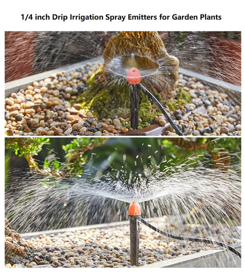 Yulaiyoen 1/4" Drip Irrigation Emitters, 30 Pack Automatic Spray Emitters, 360 Degree Drip Irrigation Parts