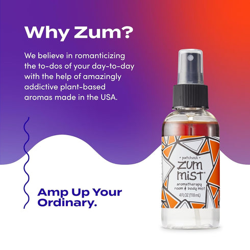 Indigo Wild Zum Mist Room & Body Spray, Natural Aromatherapy Essential Oil Spray, Patchouli Scent, 4 fl oz