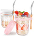 16oz - 2 Pack Overnight Oats Jars with Lids and Spoon, Overnight