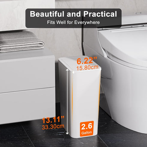 3 Pack 2.6 10L N. NETDOT Gallon / Bathroom Trash Can with Lid,Kitchen Garbage Can Small Trash Bin Waste Basket