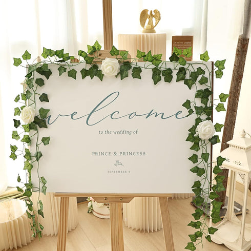 CEWOR 14 Pack Fake Ivy Leaves | 98 Feet Artificial Garland Greenery for Bedroom Wall Decor