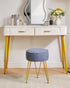 WBD009BU IBUYKE Teddy Velvet Round Footrest Stool Ottoman, Makeup Vanity Stool Side Table, Velvet Dressing Table Seat