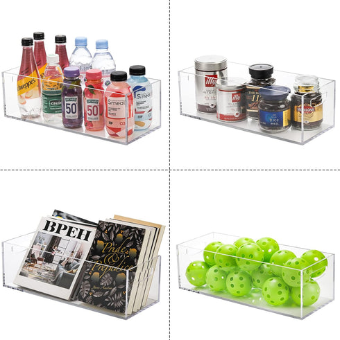 Frcctre 2 Pack Clear Acrylic DVD/CD Storage Box, Stackable Holder Case with Handles for DVDs, CDs, Video Games
