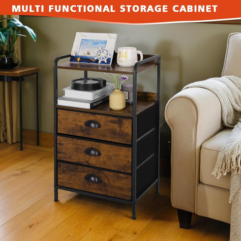 YEYSHAOM 3 -55LB Night Stand with Fabric Drawer and Sturdy Metal Frame, Modern Side Table Lightweight & Durable Load