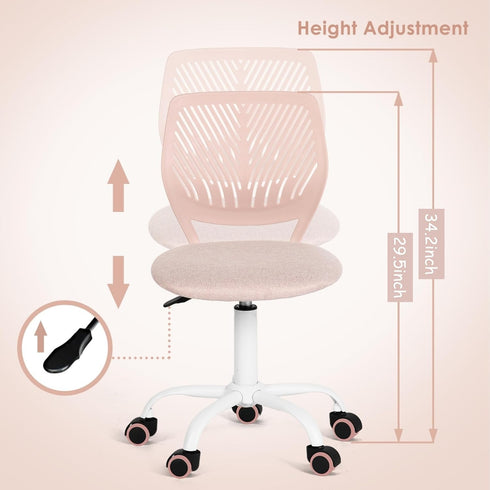 360 29.5"-34.3", FurnitureR Writing Task Chair for Teens Boys Girls Rolling Wheels Fabric Soft Pad Seat Breathable