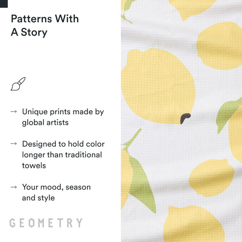 18" 30" 1 Pack GEOMETRY Kitchen Tea Towels - Quick Dry Microfiber Dish Towels for Kitchen Sunny Lemons, x