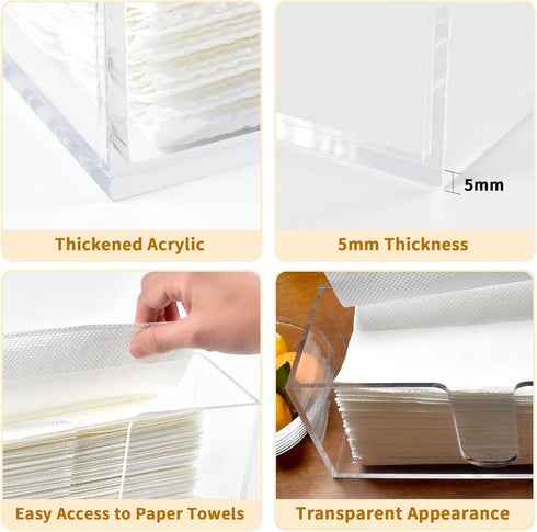 1 Pack Countertop 5mm (1) Acrylic Paper Towel Holder, Napkin Dispenser for C-Fold, Multi-Fold & Trifold Paper Towels