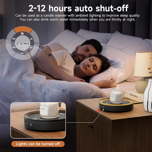 Trivoxia 36W 3 Settings, (2-12H), 176F, Mug Warmer, Temperature Auto Shut Off Max Wood Grain Design with Ambient