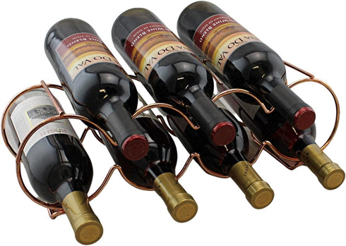 Dependable Industries Essentials Rose Gold Stackable Table Top Wine Rack, Holds 7 Bottles, Perfect for Home Decor