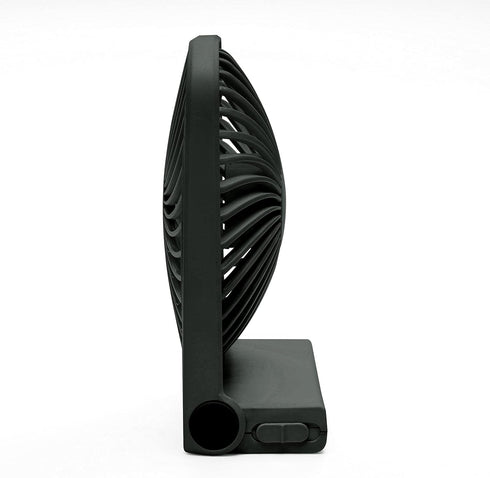 Treva 5-Inch USB & Battery Powered Desk Fan, Two Cooling Speeds, Adjustable Tilt, Durable Small Fan for Cubicle (Black)