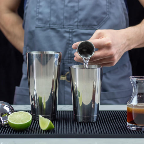 Professional Bartending Kit: Weighted Boston Shaker Tins, Hawthorne Strainer, and Japanese Jigger Cocktail Shaker Set