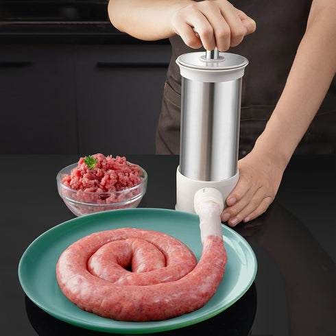 2.2-Pound 4 Nozzles Manual Sausage Stuffers, Household Vertical Sausage Makers with Stuffing for Homemade Sausage