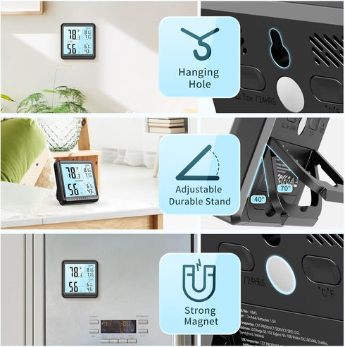 DOQAUS Room Thermometer Hygrometer, Digital Indoor Thermometer with Backlight, Large Screen Temperature Monitor
