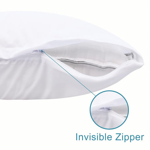 NTBAY 4 Pack Zippered Waterproof Pillow Protectors, Super Soft Quiet Zip Pillow Cases 20x26 Inches Jersey Pure White